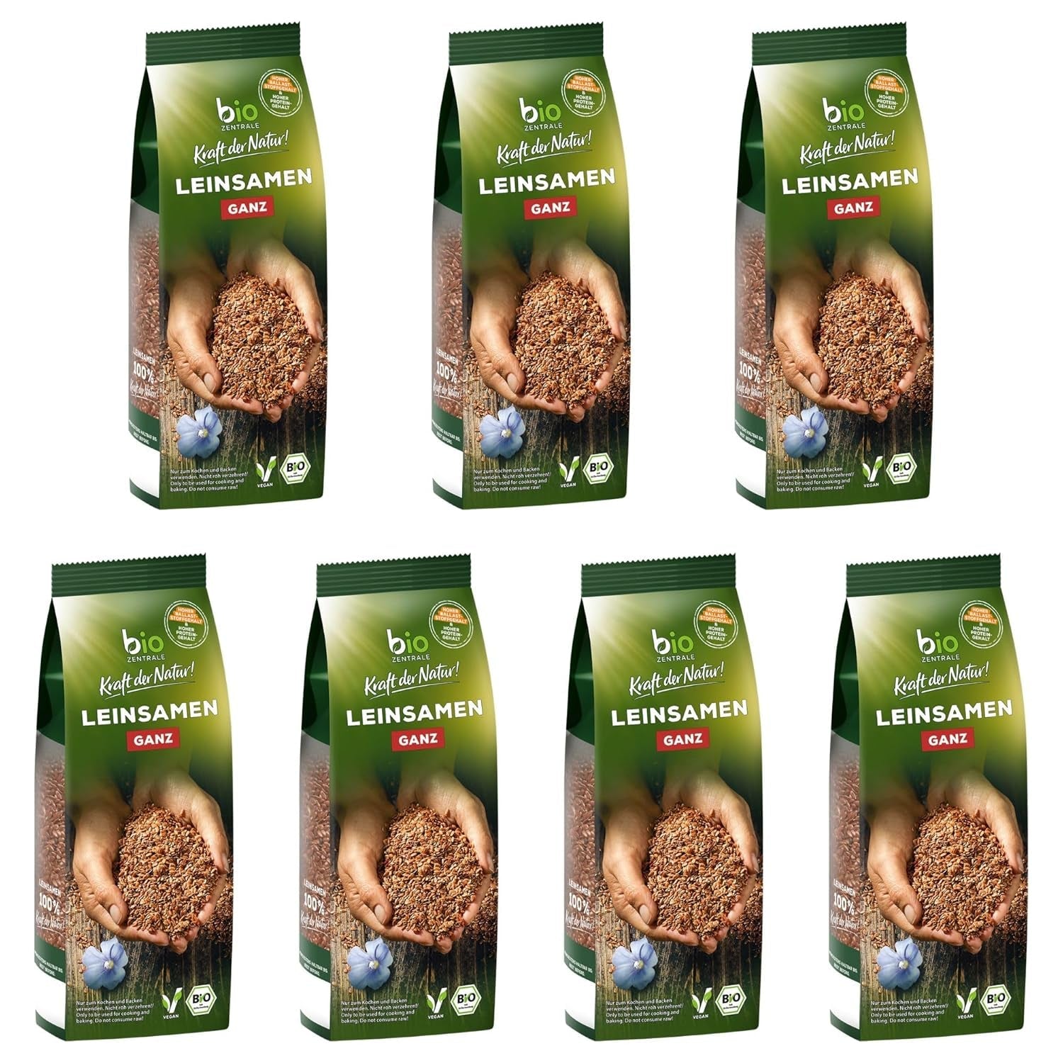 Biocentralne całe nasiona lnu | 7 x 400g organicznych nasion lnu | Idealny do jogurtu, musli i chleba | Alternatywa dla nasion babki płesznik, nasion konopi i nasion chia