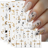 JMEOWIO Nagelsticker Blumen Glitzer 9 Blatt Nail Art Naklejka Selbstklebend Nagelaufkleber Frühling Sommer Blumen Dekoration Nageldesign Zubehör