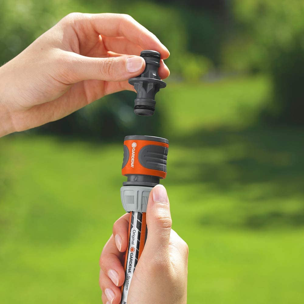Zestaw złączy Gardena: złączka do węża z przedłużeniem 13 mm (1/2 cala) i 15 mm (5/8 cala), nawet przy wysokim ciśnieniu wody, łatwy montaż (18283-20)