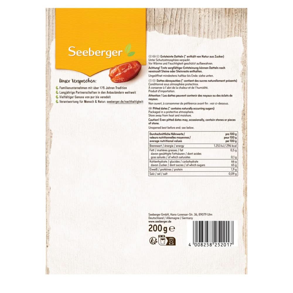 Seeberger Słodkie daktyle z miodem, o kremowym miąższu, 13 x 200 gramów Produkty suszone Naty Shop