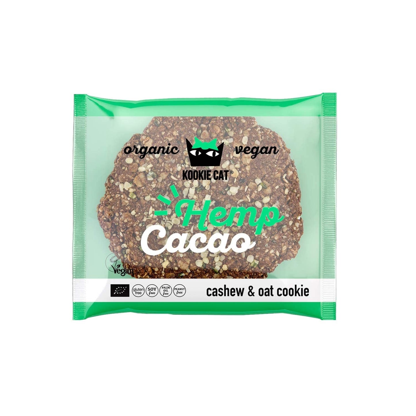 Nasiona konopi i kakao – pakowane pojedynczo, wegańskie, bezglutenowe, bez soi, organiczne ciasteczka z nerkowca i owsa – opakowanie zbiorcze 12 x 50 g