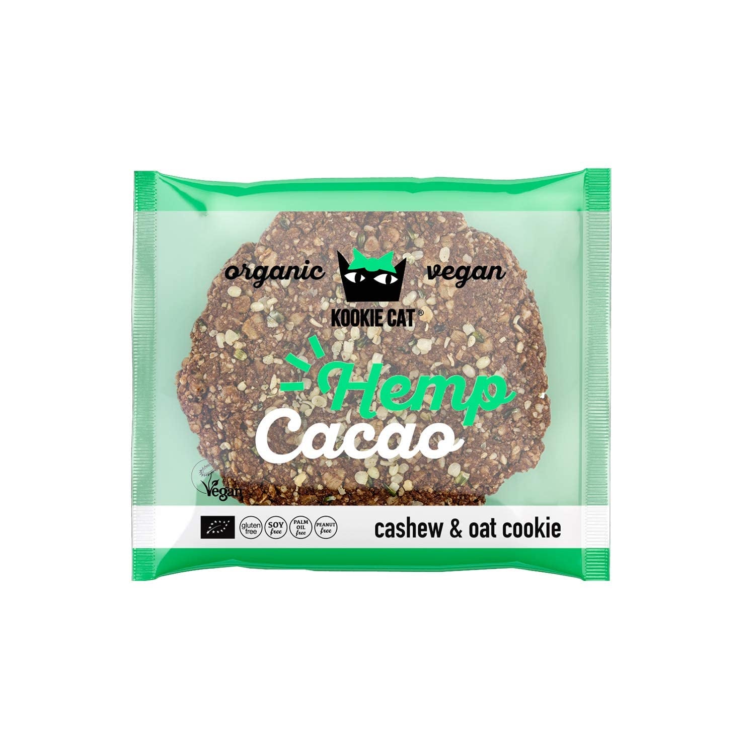Nasiona konopi i kakao – pakowane pojedynczo, wegańskie, bezglutenowe, bez soi, organiczne ciasteczka z nerkowca i owsa – opakowanie zbiorcze 12 x 50 g