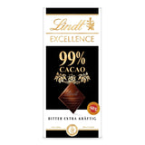Lindt EXCELLENCE 99% Kakao - Edelgorzka czekolada | 50 G Tafel | Extra Kräftige Gorzka Czekolada | Wzmacniacz Kakao-Geschmack | Ciemna czekolada | Wegańska Schokolade | Domyślny tytuł sklepu Schokoladengeschenk Naty