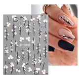 JMEOWIO 3D Nagelsticker Frühling Blume Nail Art Naklejka Selbstklebend Nagelaufkleber 5D Stereoskopisch Buntes Sommer Blumen Dekoration Nageldesign Zubehör 4 Blatt