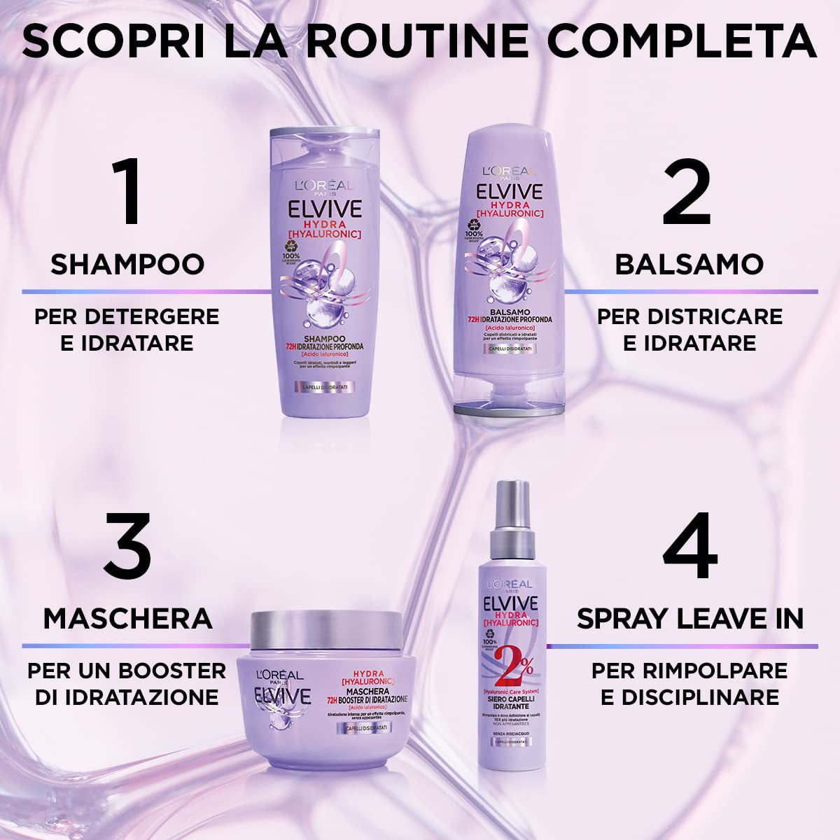 L'Or?al Paris Elvive Hydra Hyaluronic Maschera 72H Booster di Idratazione 300 ml Maska do włosów Naty Shop