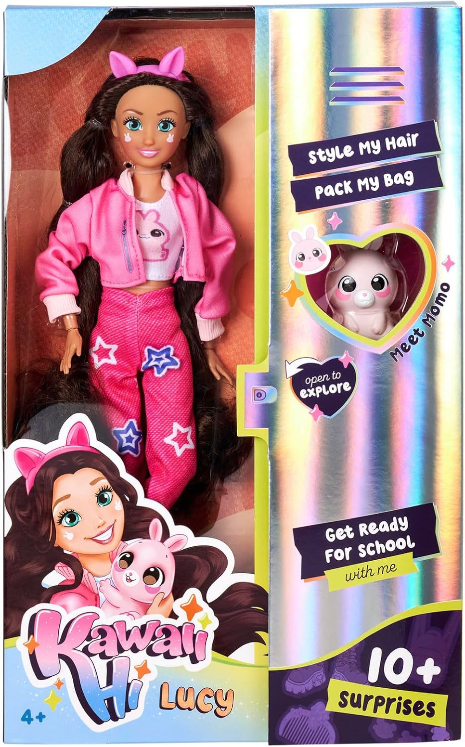 Simba 105953975 — Kawaii Hi Dress-Up Lalka Lucy (26 cm) — przegubowa lalka fryzjerska, lalka-królik z długimi włosami i akcesoriami Zabawka dla dzieci od 4 lat