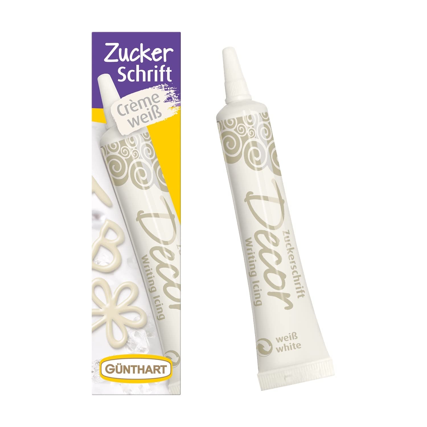 Günthart Backdecor 25 g Cukier z literami GOLD Do wszystkich deserów w złotym kolorze Wykonany z cukru dla pięknych liter i wzorów, 1 opakowanie (25 g)