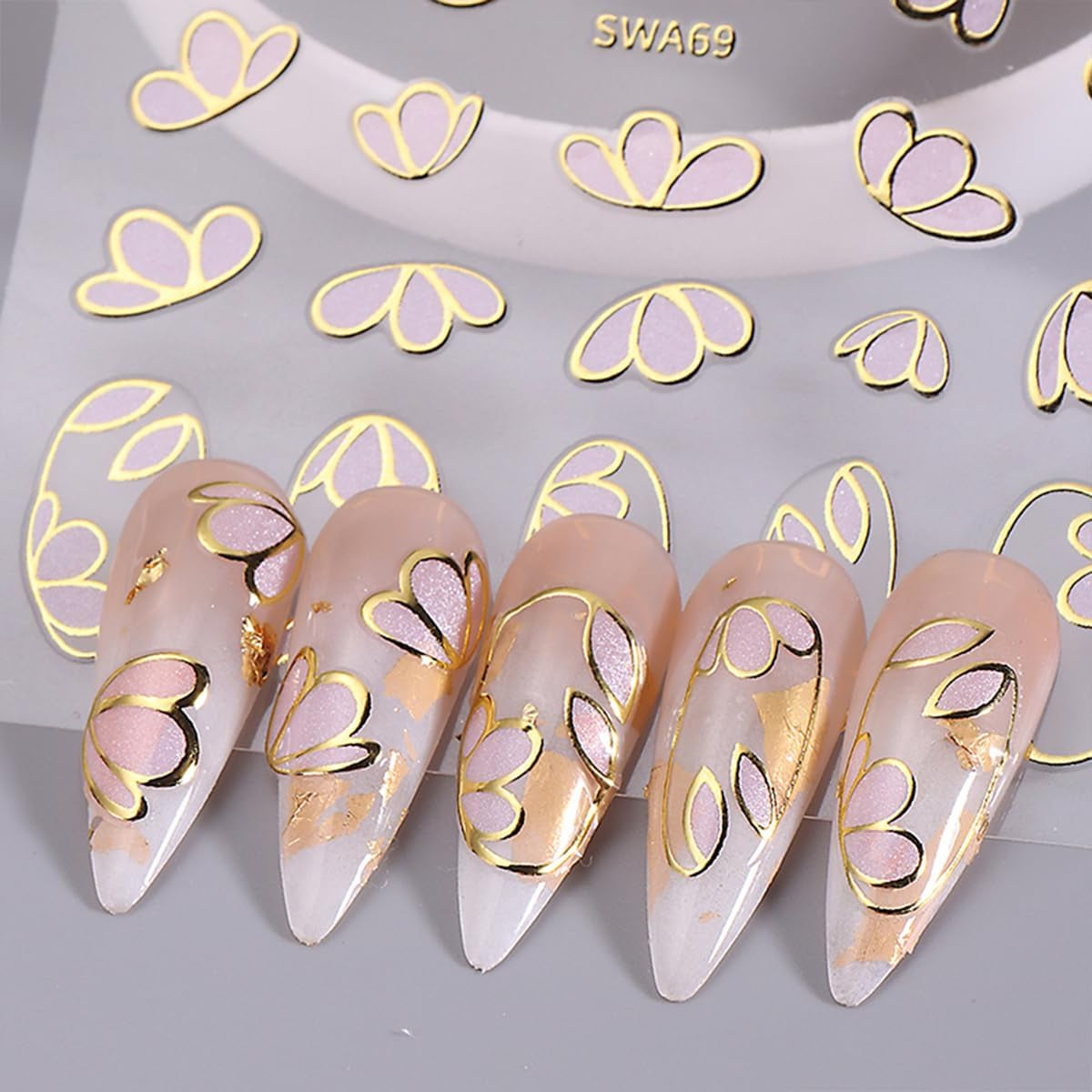 JMEOWIO Nagelsticker Blume 9 Blatt Nail Art Naklejka Selbstklebend Nagelaufkleber Frühling Letnia dekoracja kwiatowa Nageldesign Zubehör