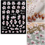JMEOWIO 3D Nagelsticker Frühling Blume Nail Art Naklejka Selbstklebend Nagelaufkleber 5D Stereoskopisch Buntes Sommer Blumen Dekoration Nageldesign Zubehör 4 Blatt