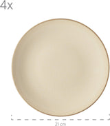 MĘSER 931736 Zestaw obiadowy dla 4 osób w śródziemnomorskim stylu vintage, łączony serwis z 16 elementami w kolorze piaskowoszarym, ceramicznym i piaskowoszarym