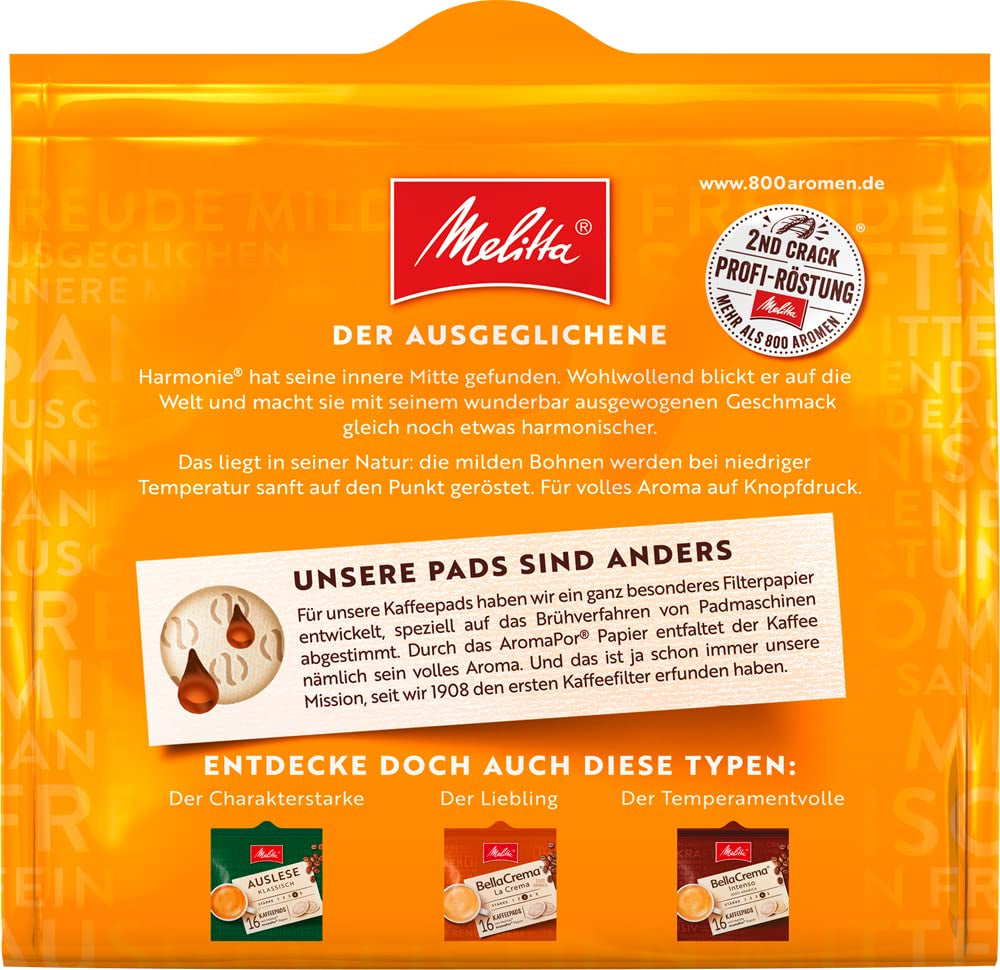 Melitta BellaCrema Intenso gemahlener Röstkaffee w kapsułkach Kaffee 10 x 16 saszetek & Harmonie łagodny gemahlener Röstkaffee w saszetkach Kaffee 10 x 16 saszetek