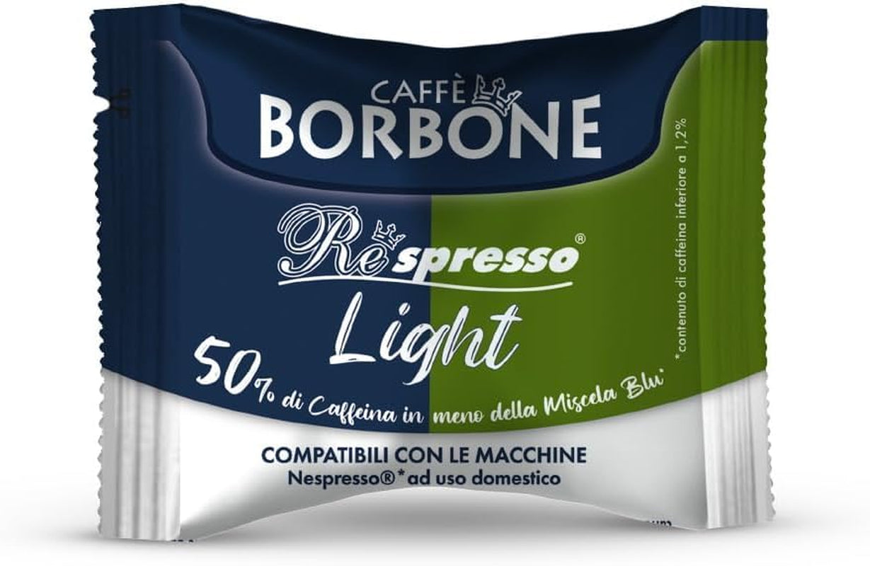 Caffè Borbone Respresso, mieszanka jasnej kawy, 50% Weniger Kaffein als die Blue Mischung - 50 kapsułek - Kompatybilny z Nespresso®* Haushalts-Espressomaschinen