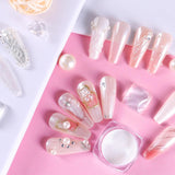 White Pearl Chrom Nagel Pulver, Irisierendes Aurora Pulver Metallic Spiegel Effekt Glitter Pulver Perłowy Eis Transparentny Pigment Meerjungfrau Perle Glitter Staub Für Nail Art Dekoration