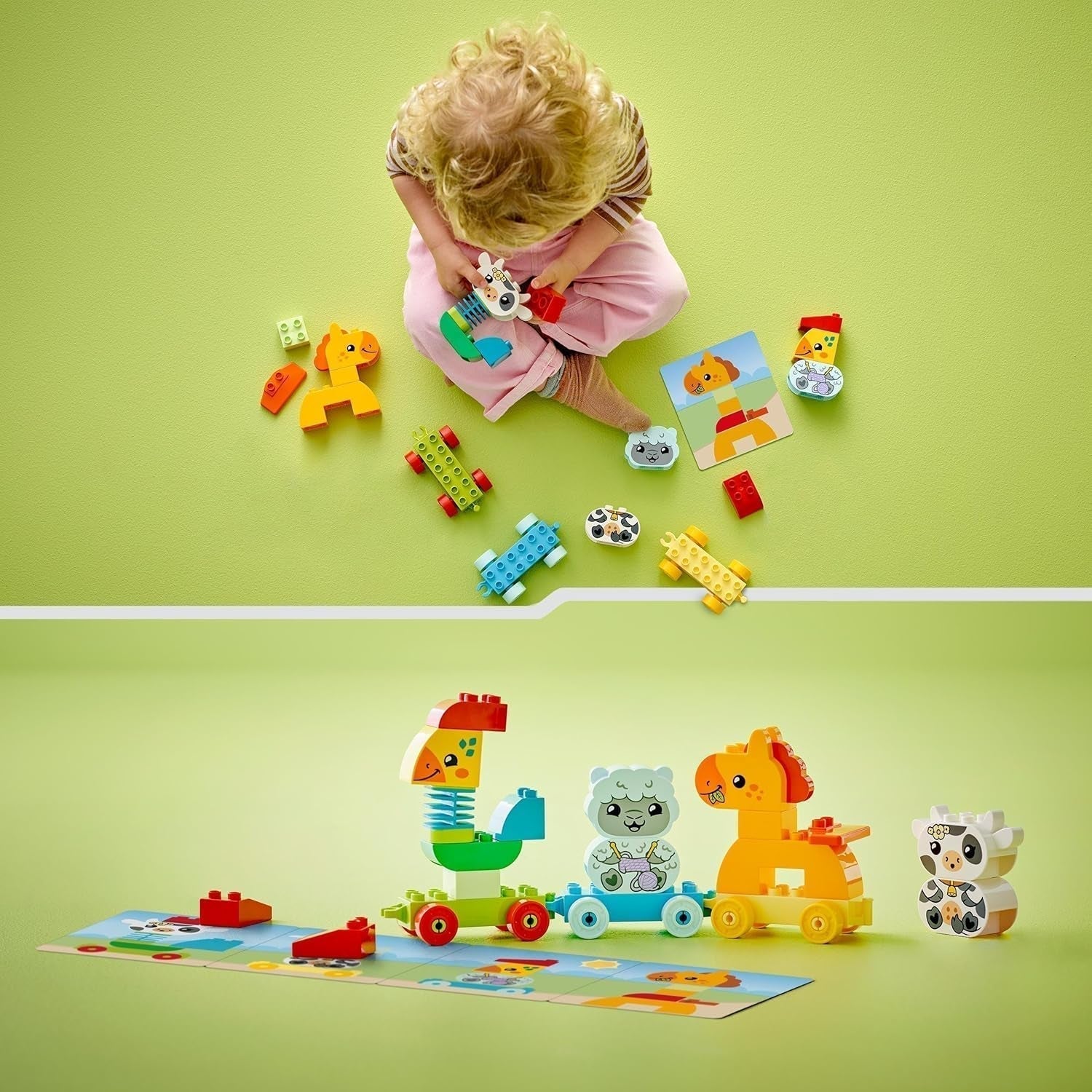 LEGO DUPLO Pociąg ze zwierzętami, zabawkowy pociąg z kołami, kreatywne budowanie i przebudowywanie figurek zwierząt, zabawka edukacyjna dla małych dzieci, prezent urodzinowy dla miłośników zwierząt dziewcząt i chłopców w wieku 1,5 roku 10412 Zestawy do budowania Besuche den LEGO-Store