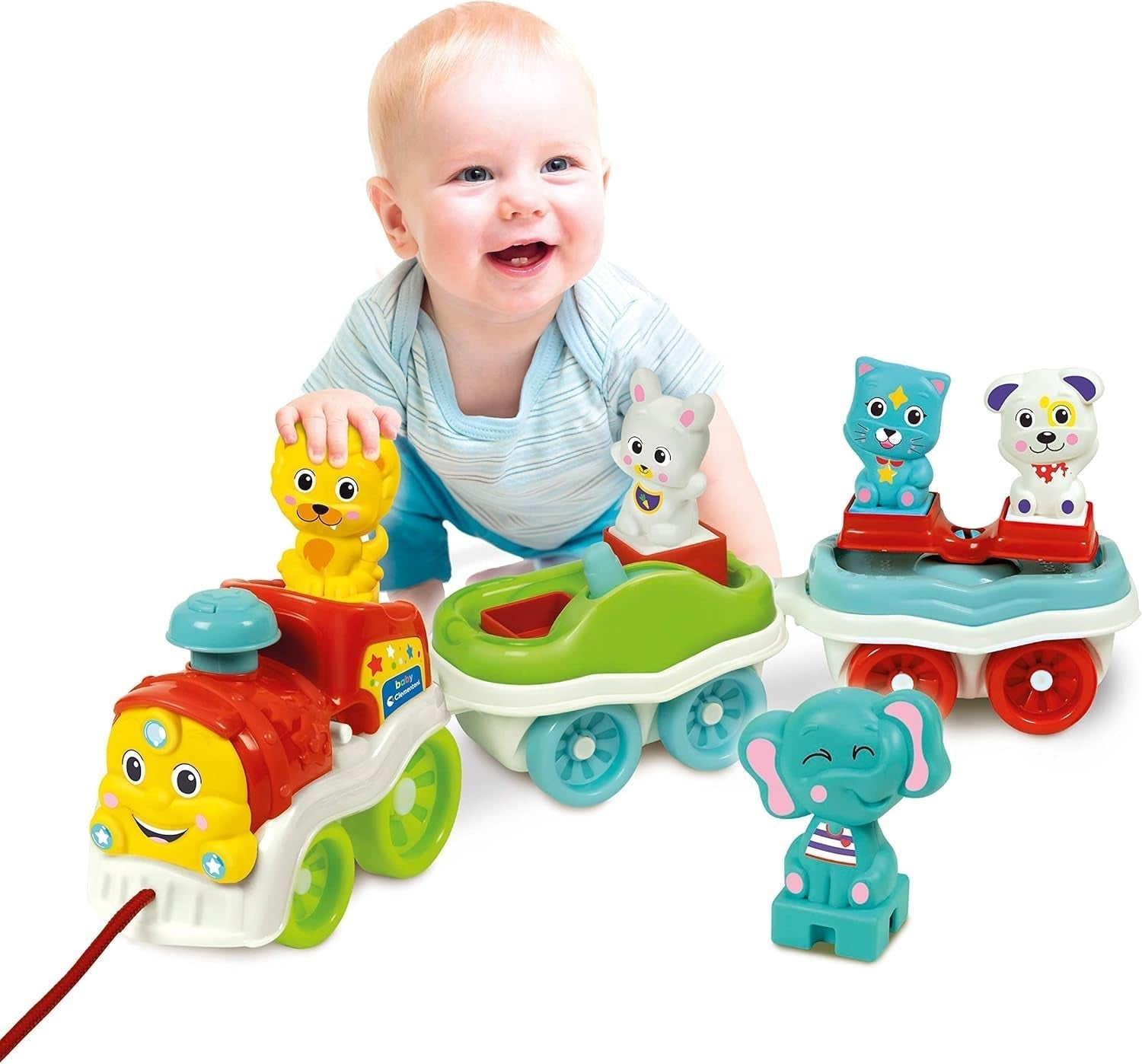 Clementoni Animali-3 Elektryczny mówiący interaktywny pociąg z możliwością rozbudowy dla 1-letniego dziecka (wersja włoska) Made in Italy Multicolor 17740 Jucarii Bebe Naty Domyślny tytuł sklepu