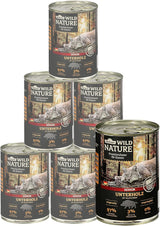 Dehner Wild Nature Katzenfutter Unterholz, Nassfutter getreidefrei / zuckerfrei, für ältere Katzen, Wildschwein, 6 x 400 g Dawka, (2,4 kg)