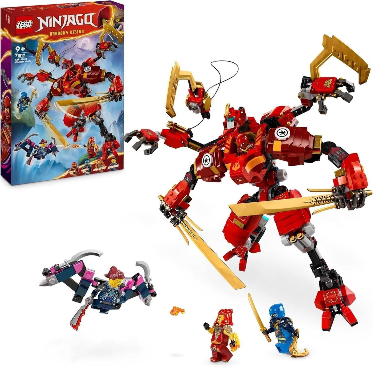 Zestaw LEGO NINJAGO Wspinający się mech ninja Kaia, zabawka ninja z figurką do zbudowania i 4 minifigurkami, zestaw przygodowy dla dzieci, prezent urodzinowy dla chłopców i dziewcząt w wieku 9 lat 71812 Zestawy do budowania Zobacz sklep LEGO