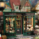 Magic Shop domek dla lalek z osłoną przeciwpyłową DIY miniaturowe meble do domku dla lalek zestaw w skali 1:24 kreatywny prezent dla dzieci nastolatki prezent urodzinowy