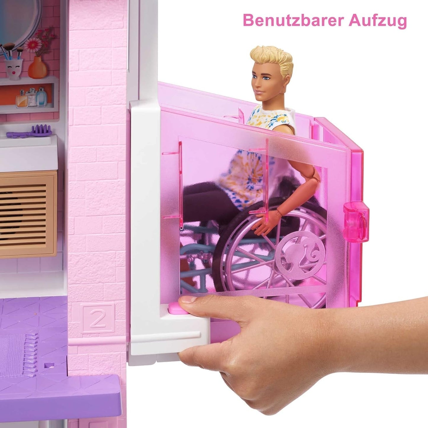 Dom marzeń Barbie (114 cm), 3-piętrowy dom dla lalek, basen, zjeżdżalnia, winda dla wózków inwalidzkich, 75 akcesoriów, lalki, odpowiedni jako prezent dla dzieci w wieku 3 lat i starszych, GRG93 Naty Shop Domki dla lalek
