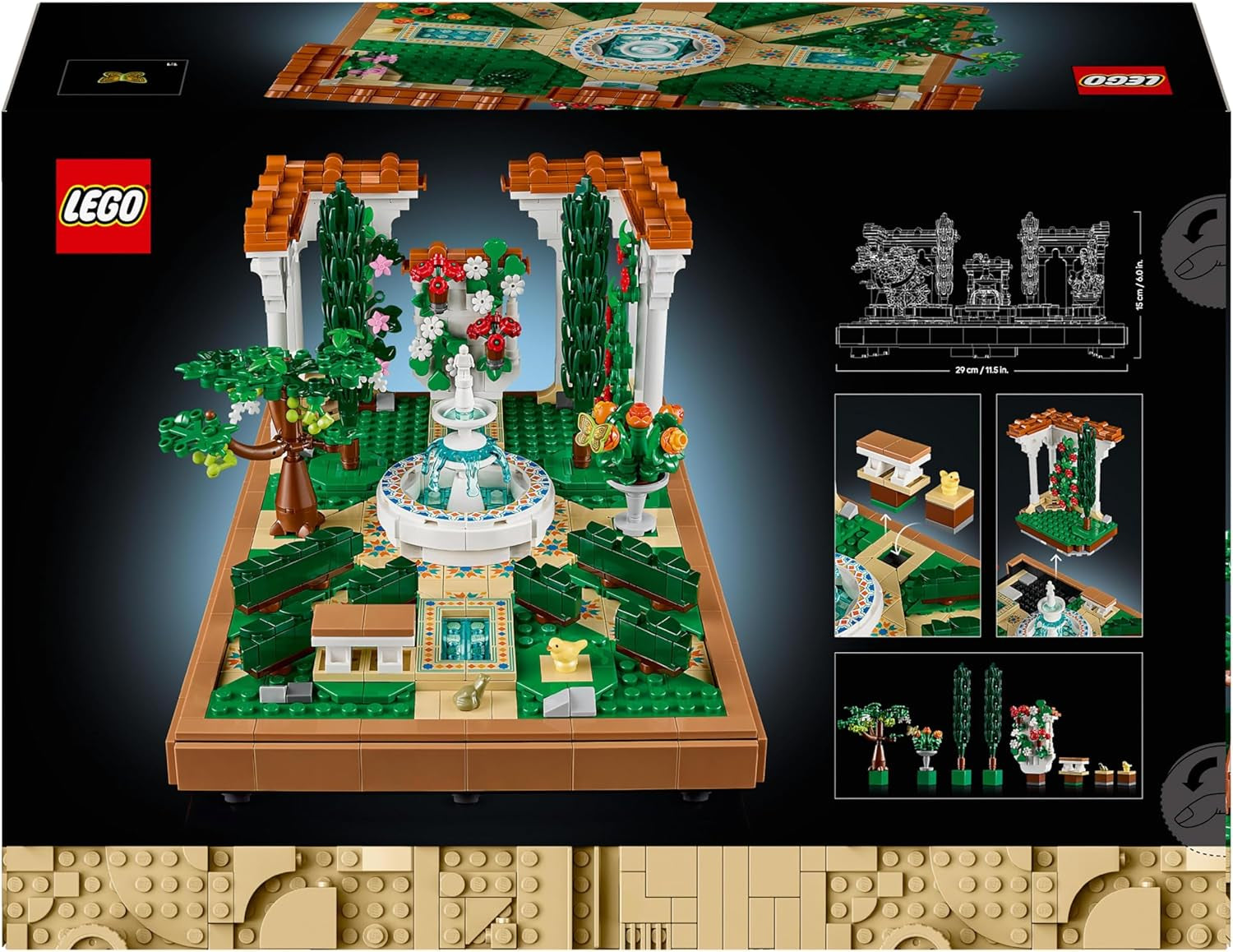 LEGO Icons Ogród fontann - Miniaturowy zestaw do budowania dla dorosłych z liśćmi, cyprysami, drzewami, winoroślą i kwiatami - Pomysł na kreatywny prezent urodzinowy, prezent na parapetówkę dla kobiet i mężczyzn - 10359 Zestawy do budowania Beuche den LEGO-Store