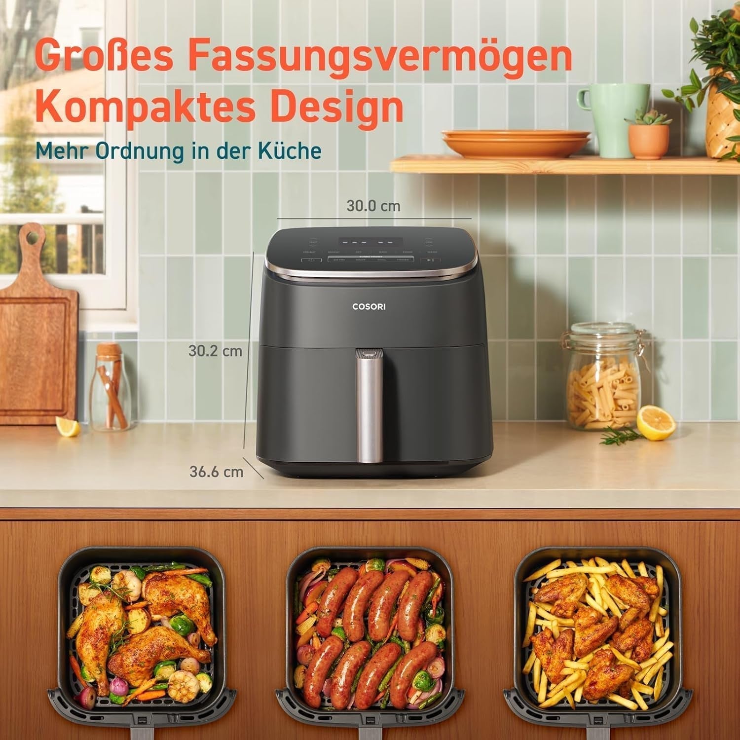 Cosori Turboblaze Frytkownica na gorące powietrze Frytownica, 9 w 1, 6 litrów, ciche urządzenia Naty Shop