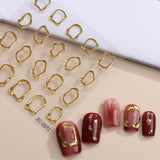 JMEOWIO 6 Blatt 3D Nagelsticker Goldene Unregelmäßige Geometrysche Nail Art Naklejka Selbstklebend Nagelaufkleber 5D Stereoskopisch Dekoration Nageldesign Zubehör