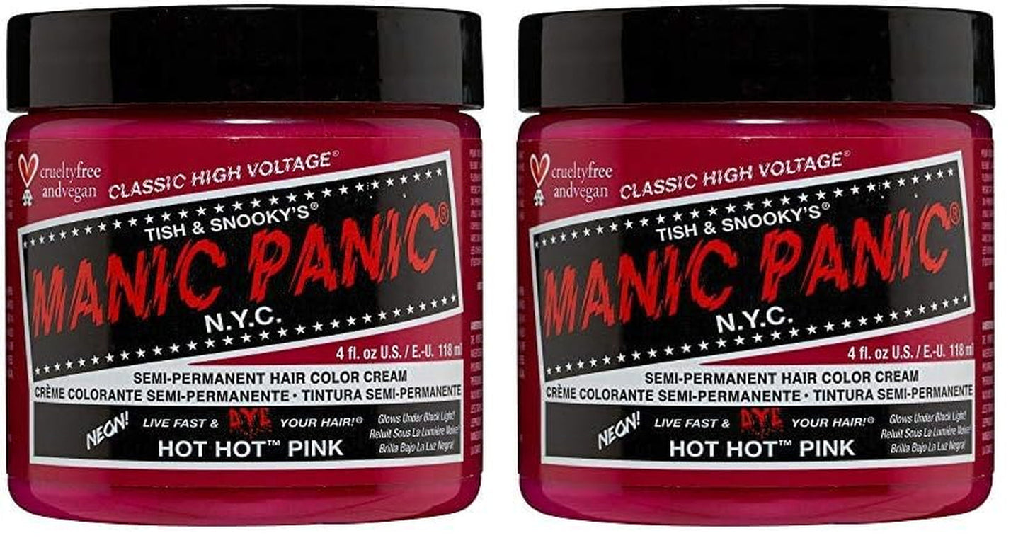 Manic Panic Hot Hot Pink Classic Cream Wegańska, nietestowana na zwierzętach, półtrwała farba do włosów 118ml Naty Shop Farba do włosów Hot Hot Pink 118 ml (2 szt.)