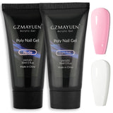 GZMAYUEN Poly Nail Gliding Solution 30 ml * 2 Żel do przedłużania paznokci Płynny żel do przedłużania paznokci - Łatwe rozwiązanie do samodzielnego przesuwania z pędzelkiem