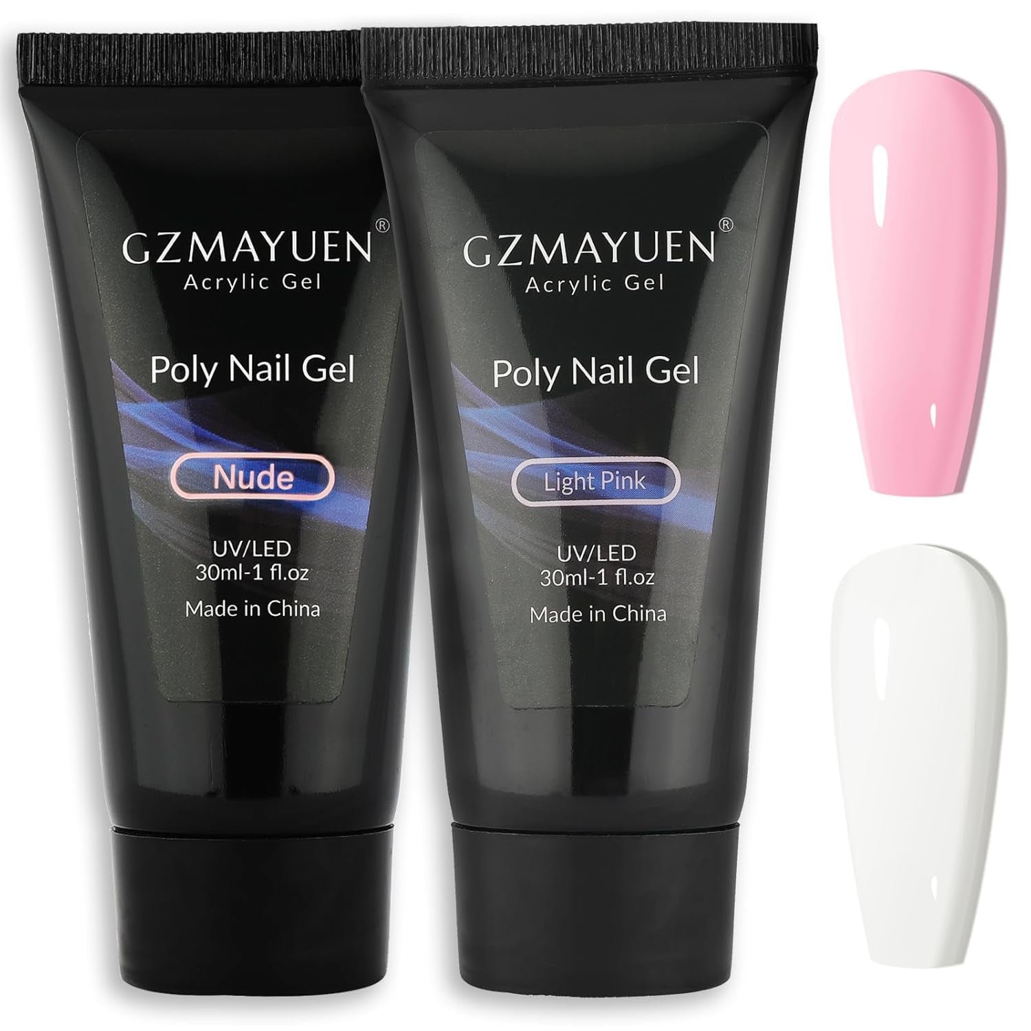GZMAYUEN Poly Nail Gliding Solution 30 ml * 2 Żel do przedłużania paznokci Płynny żel do przedłużania paznokci - Łatwe rozwiązanie do samodzielnego przesuwania z pędzelkiem