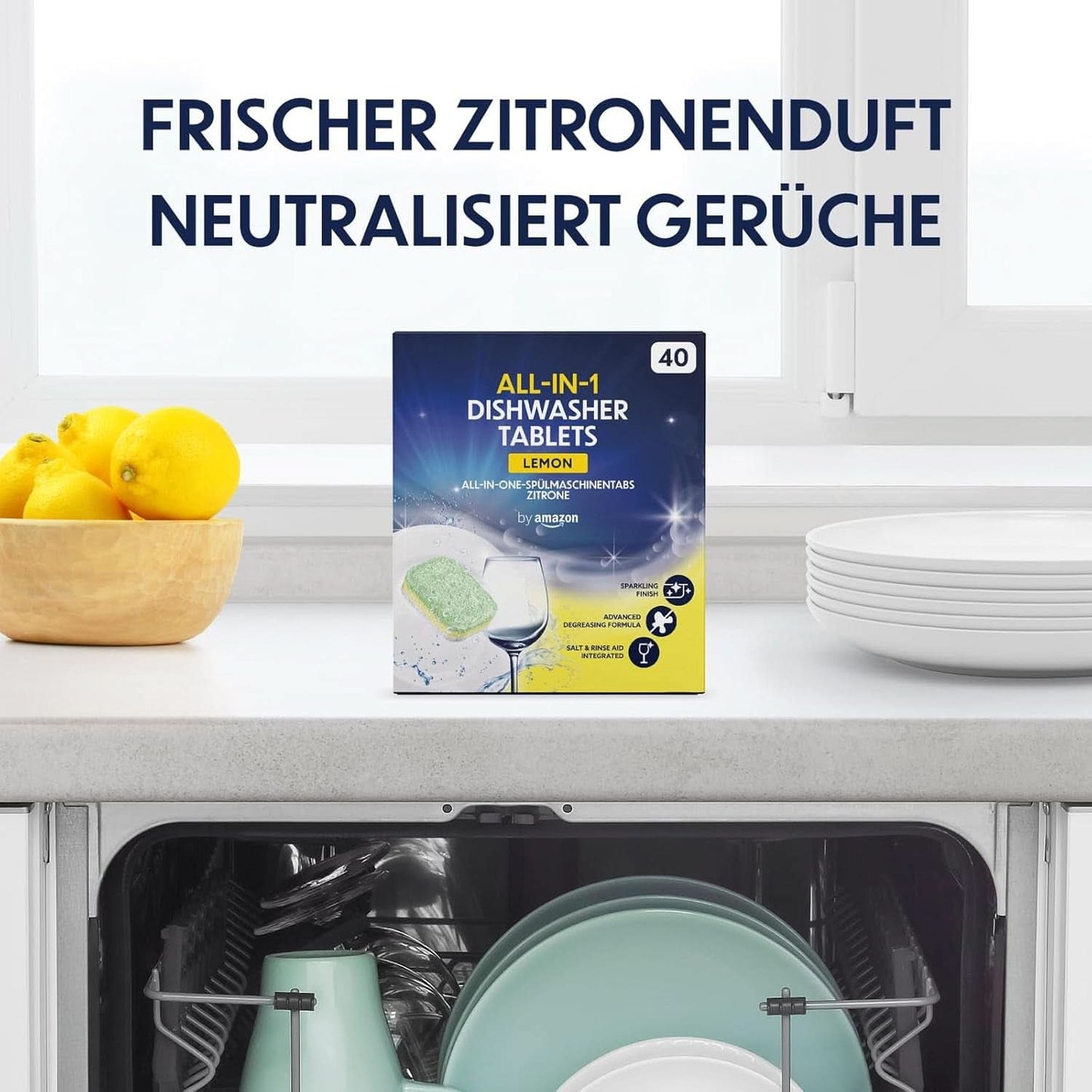 Tabletki do zmywarki All-In-One, cytrynowe, 40 tabletek Naty Shop Detergenty kuchenne