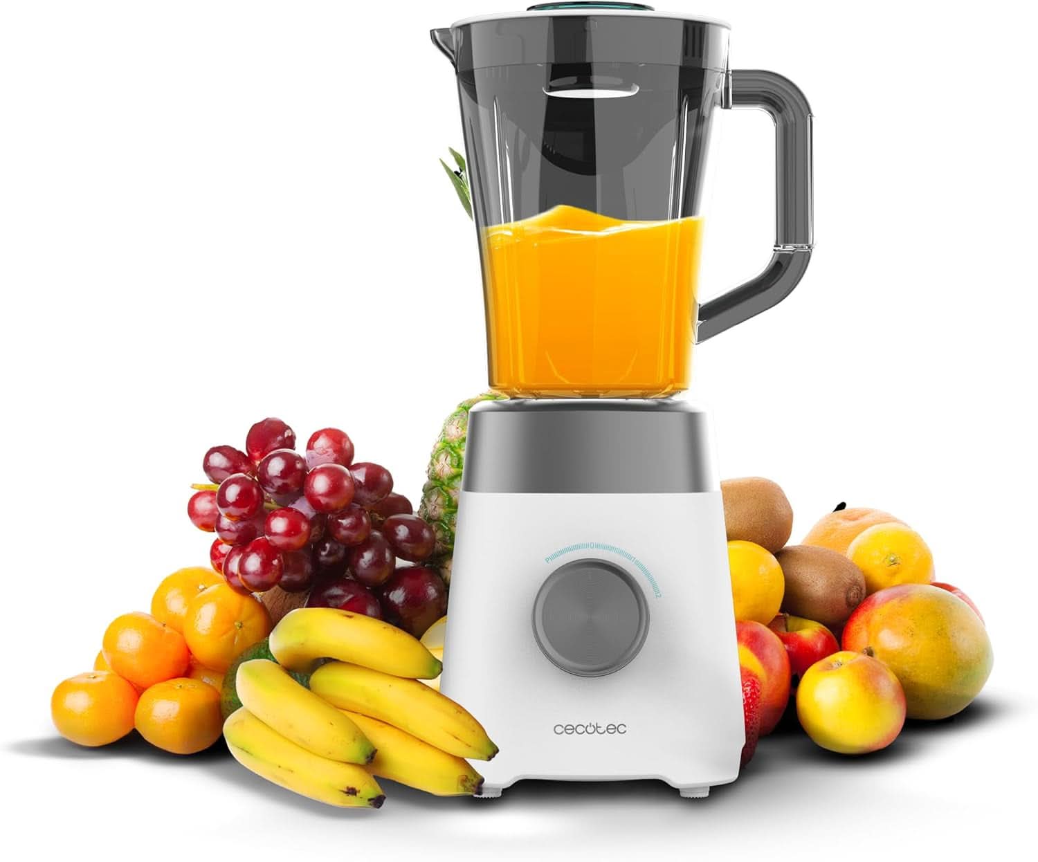 Mikser stojący Cecotec Power Black Titanium 2200MAX Smooth, 2200 W Maximale Leistung, 6 Klingen Aus Edelstahl, funkcja kruszenia lodu, funkcja Turbo i Smoothie, funkcja Autoclean Kitchen Naty Shop Weiß 1300 W | 1,5 l | Plastik