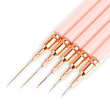 Nail Art Liner-Pędzel 5-Teiliges Gel-Nagellack-Malerei-Nagel-Punkt-Zeichnungs-Werkzeug Für Lange Linien Kunst-Design-Stift-Set Metallgriff Nail-Art-Design-Binsel Für Frauen