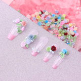 300 Stück Niedlich Blume Nail Charms, 3D Resin Floral Camelie Rose Nägel Charms Mit Perle, Gemischt Größe Bunte Flower Nägel Deko Für Frauen Nail Art Zubehör