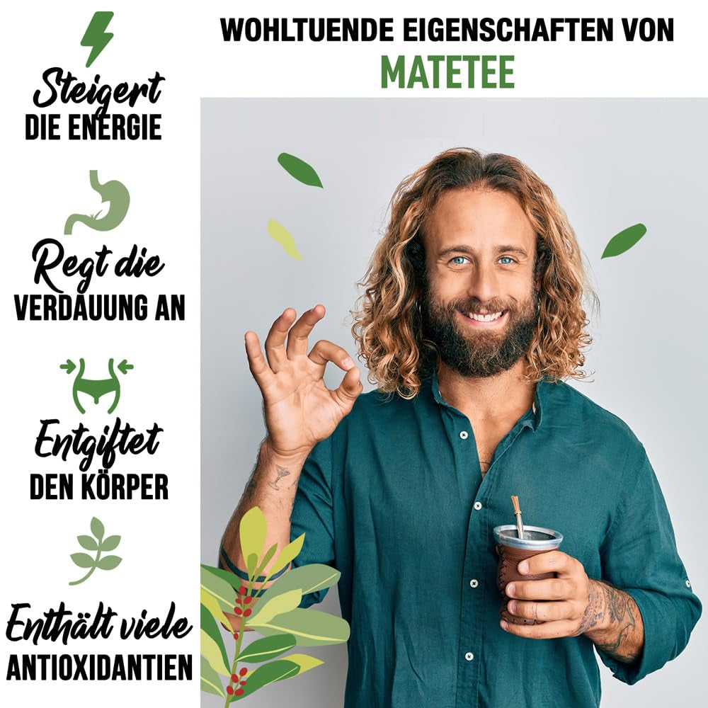 ORIGEENS BIO YERBA MATE TEA 1 KG - The Original I Niepalona, ​​liście, bez łodyżek, kurzu i okruchów I Napój energetyzujący i detoksykujący
