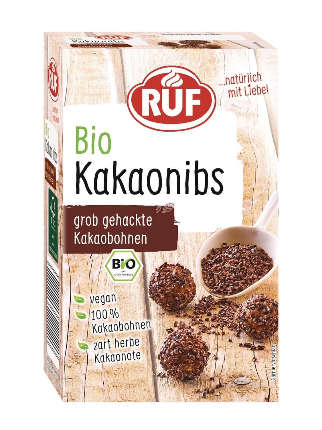 RUF kakao w proszku organicznej jakości 125 gramów Kakao i gorąca czekolada Naty Shop Stalówki kakaowe 150 gramów