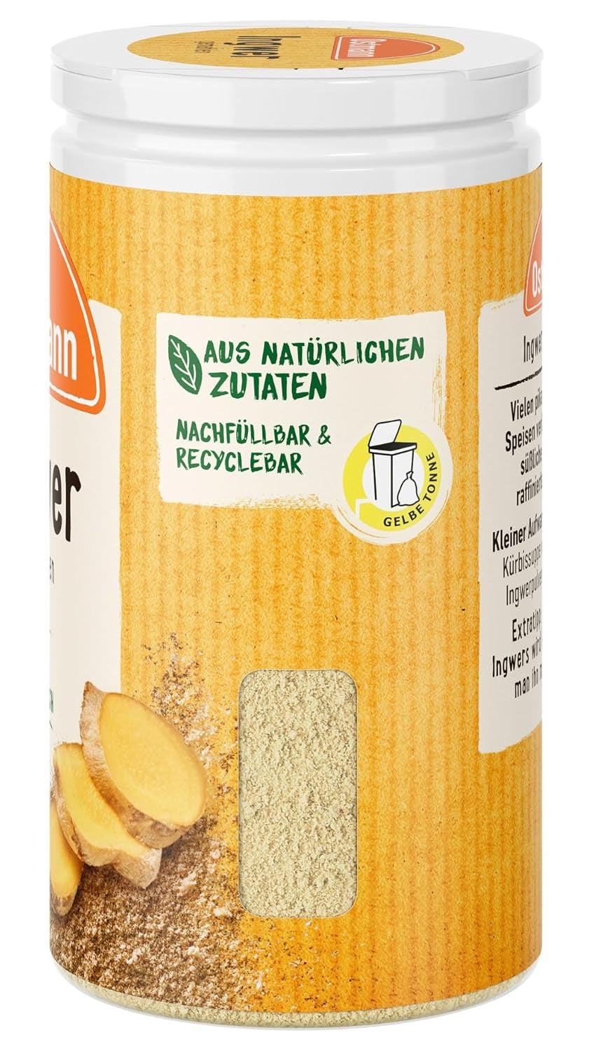 Ostmann Gewürze - Ingwer gemahlen | Nachfüllbare i nadające się do recyklingu Verpackung | 30 g w der Streudose
