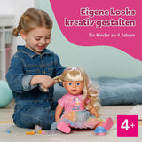 BABY Born Carla - lalka 43 cm - wysokiej jakości blond włosy z pasmami - nie wymaga baterii - odpowiednia dla dzieci od 4 lat - zawiera 7 akcesoriów, różowy