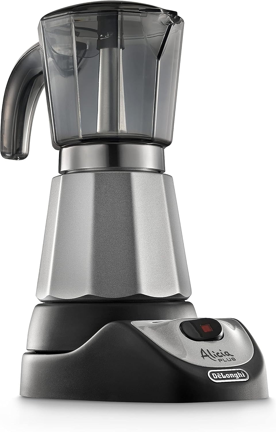 De'Longhi Alicia Plus EMKM6.B Moka Pot (obrót o 360°, 550 W) srebrno-czarny