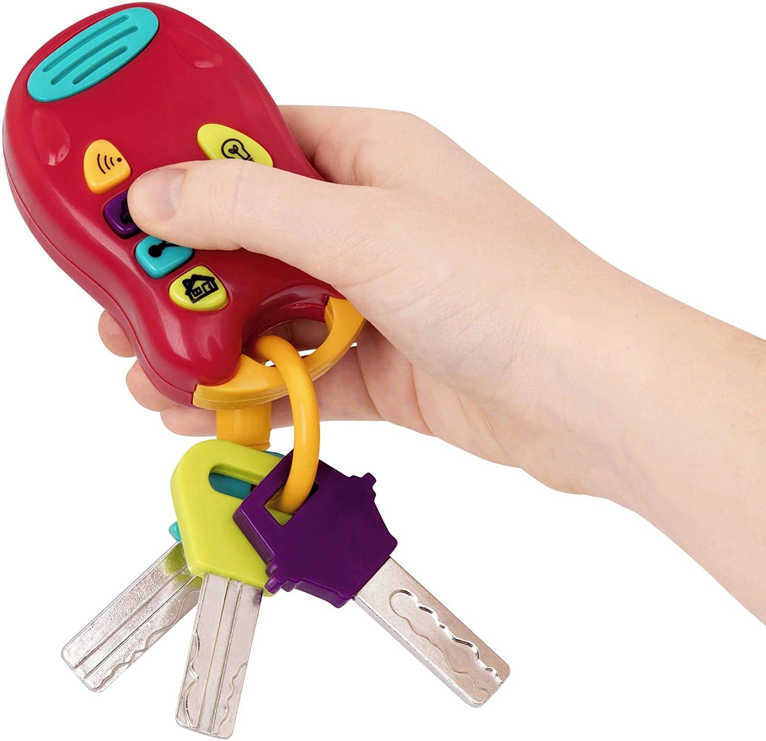 Zabawka Battat-kluczyk dla dziecka - Kolorowy brelok do kluczy samochodowych ze światłem i dźwiękiem dla dzieci od 10 miesiąca życia Bebe Toys Naty Shop