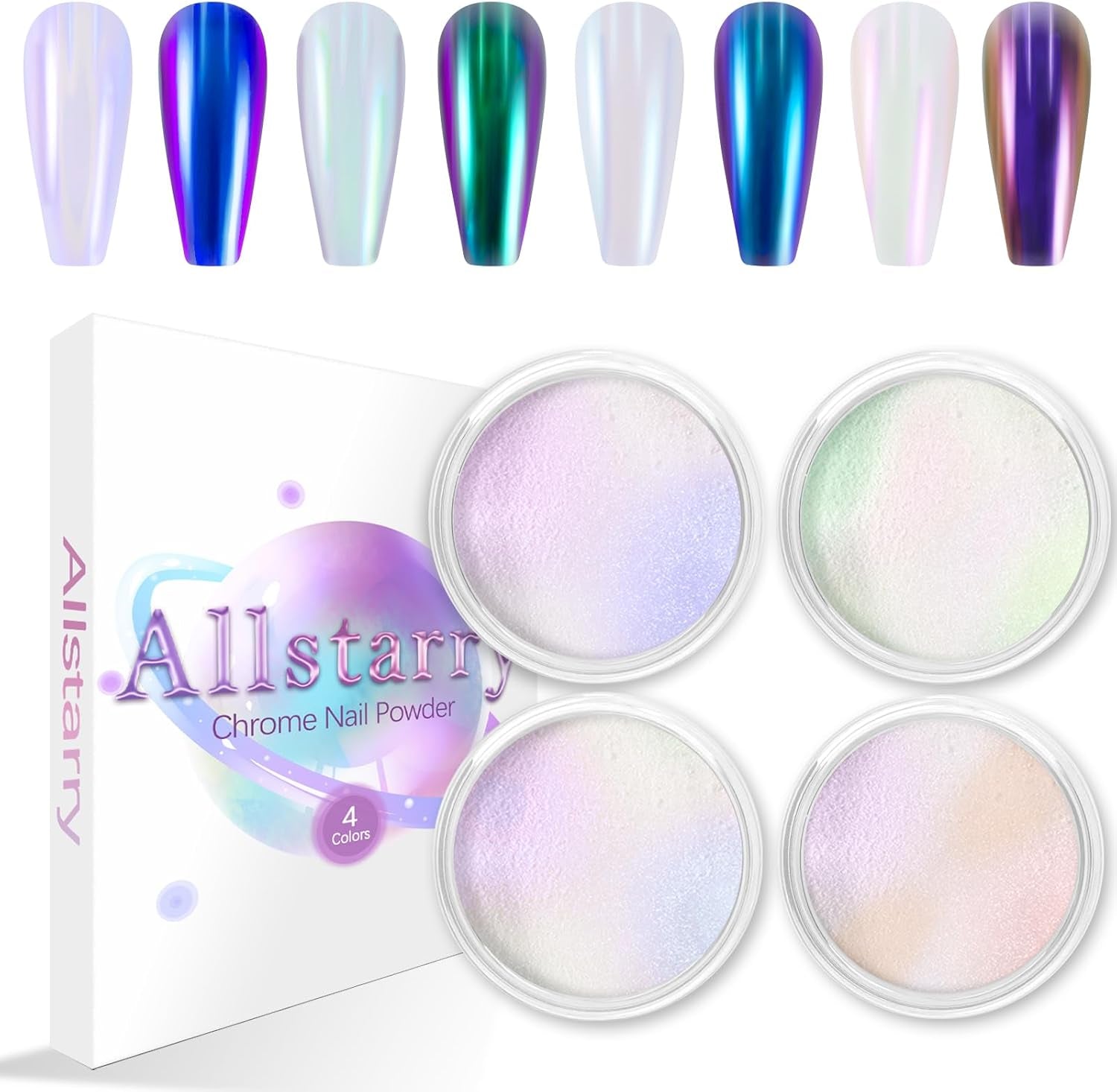 Chrom Nagel Pulver 4 Farben Irisierendes Aurora Pulver Metallic Spiegel Effekt Pigment Perłowy Meerjungfrau Glitter Einhorn Glitter Für Żel Polski Nail Art Dekoration-Purpurgrüner Jadeit