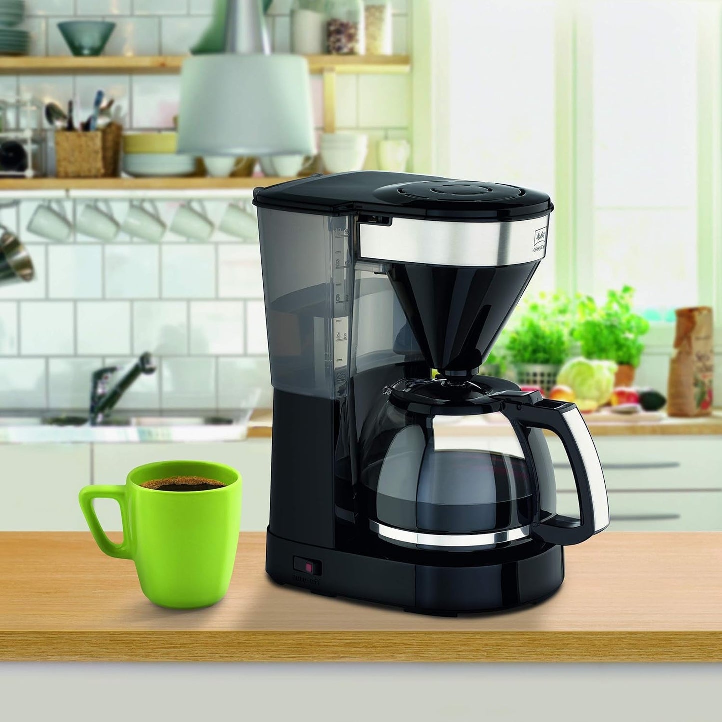 Melitta Easy Top - Ekspres do espresso z filtrem i szklaną karafką, na maksymalnie 10 filiżanek kawy, czarny/stal nierdzewna