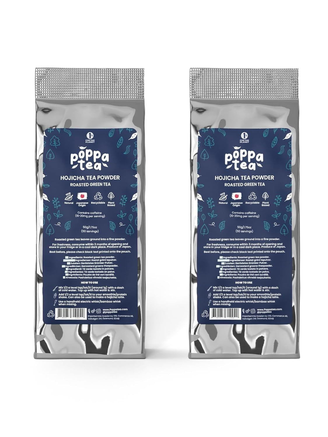 Poppatea Hojicha Tea Powder - Palona Zielona Herbata (50g torebka uzupełniająca)