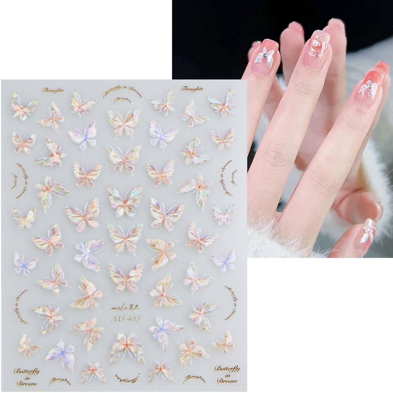 JMEOWIO 3D Nagelsticker Schmetterling Nail Art Naklejka Selbstklebend Nagelaufkleber 5D Stereoskopisch Dekoration Nageldesign Zubehör 1 Blatt