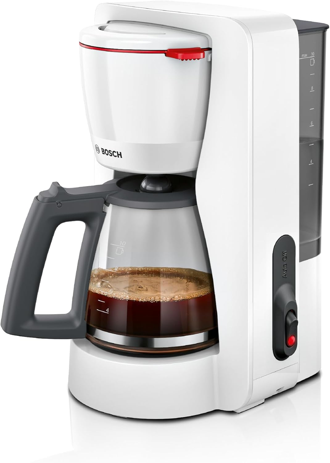 Bosch MyMoment TKA2M113 Ekspres do espresso z filtrem, szklana karafka 1,25 l, 10–15 filiżanek, funkcja utrzymywania ciepła przez 40 minut, system zapobiegający kapaniu, obrotowy uchwyt filtra, odłączany zbiornik na wodę, 1200 W, czarny matowy