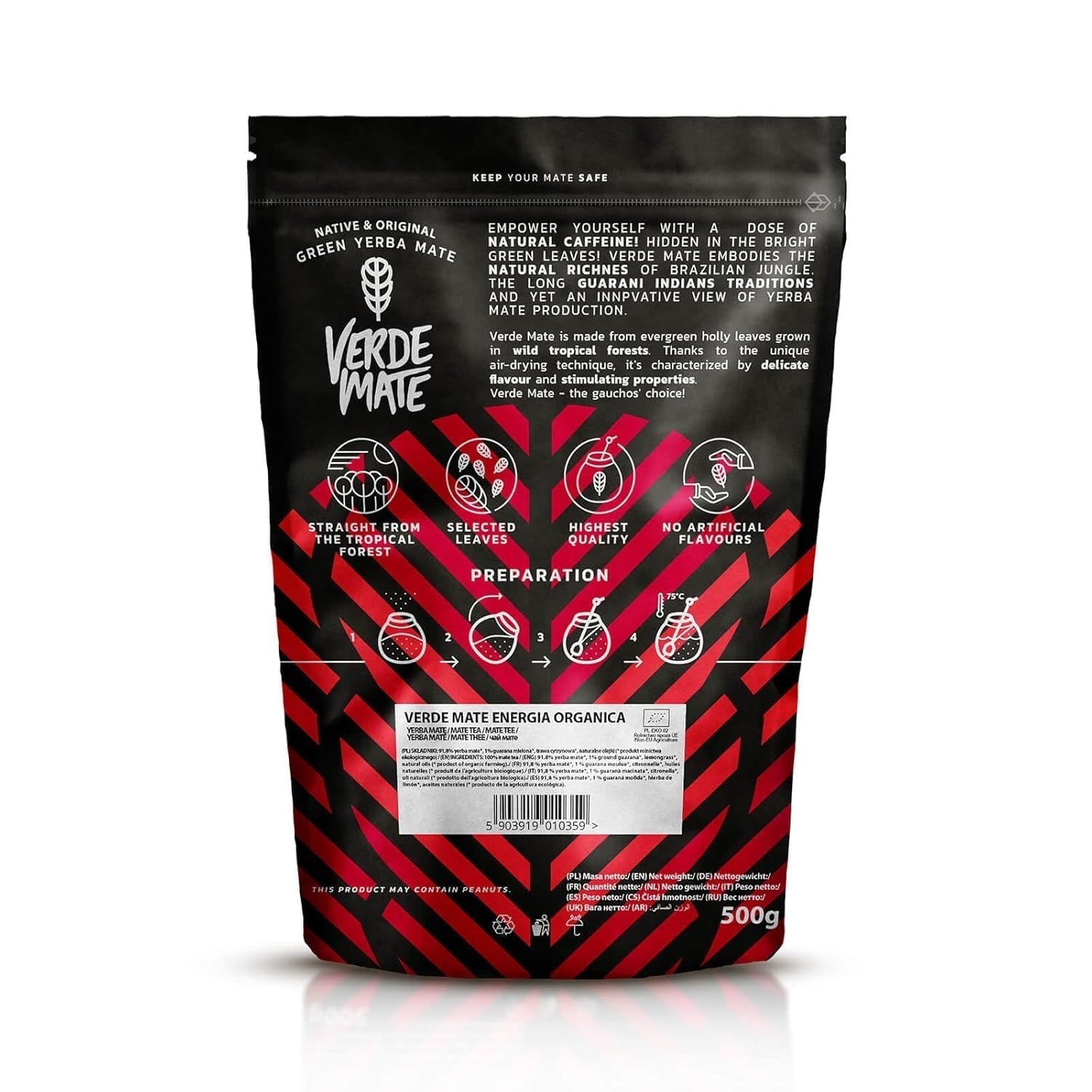 Green Mate Green Organica Energy Guarana 500G | Organiczna herbata Yerba Mate z Brazylii | Naturalna zawartość kofeiny | Organiczna herbata Mate