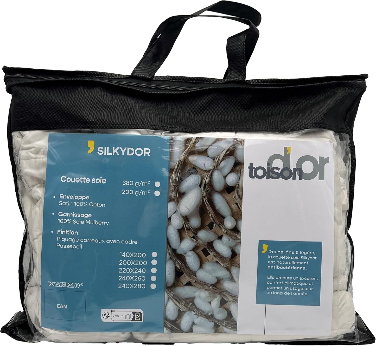 Kołdra Toison D'Or Silkydor naturalna, bawełna satynowa 380, 240 X 280 cm, biała Kołdry i kołdry Naty Shop