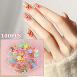 YICH Charms do paznokci Nägel Charms 50 sztuk 3D kwiaty + 50 sztuk 3D Schmetterling, letni zestaw Nägel Deko Schmetterling/kwiaty Nail Art Nailart