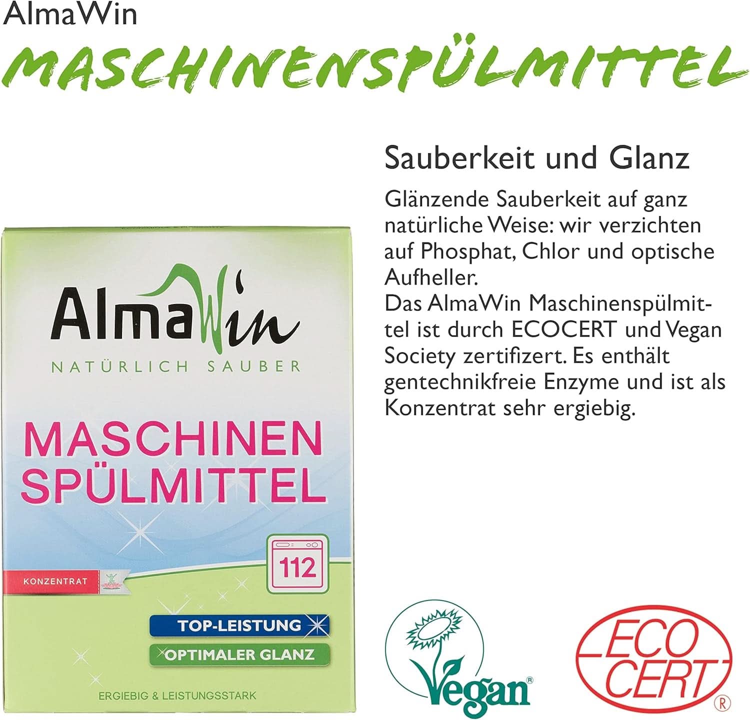 Almawin eco, proszek do mycia naczyń 2,8kg, 112 prań, można dozować dla różnej ilości naczyń Naty Shop