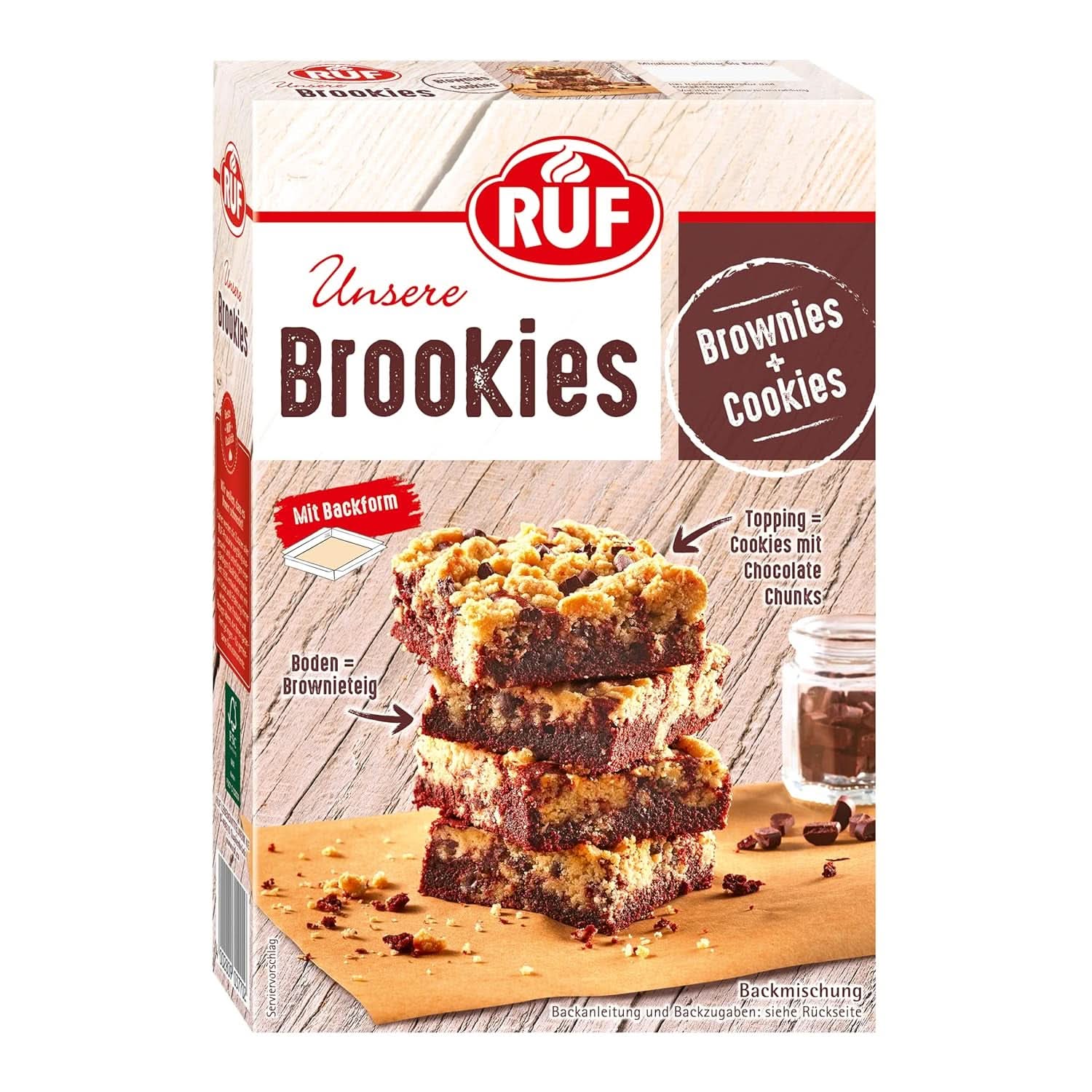 RUF Brookies, mieszanka jeżynowa i ciasteczka, 460 gramów Naty Shop Kitchen 460 gramów Brookies