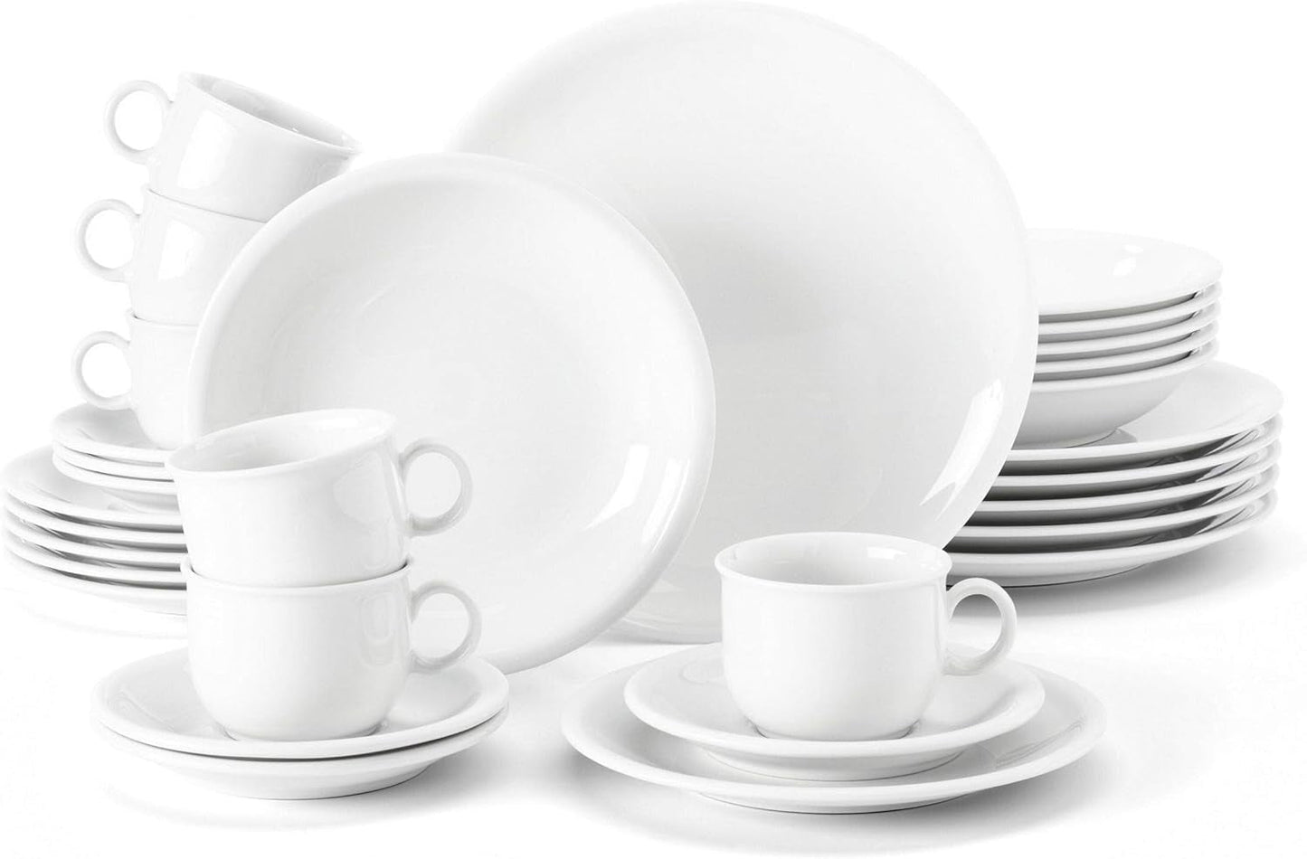 Seltmann Weiden 001.716175 Compact White 30-częściowy zestaw obiadowy, biały/prosty